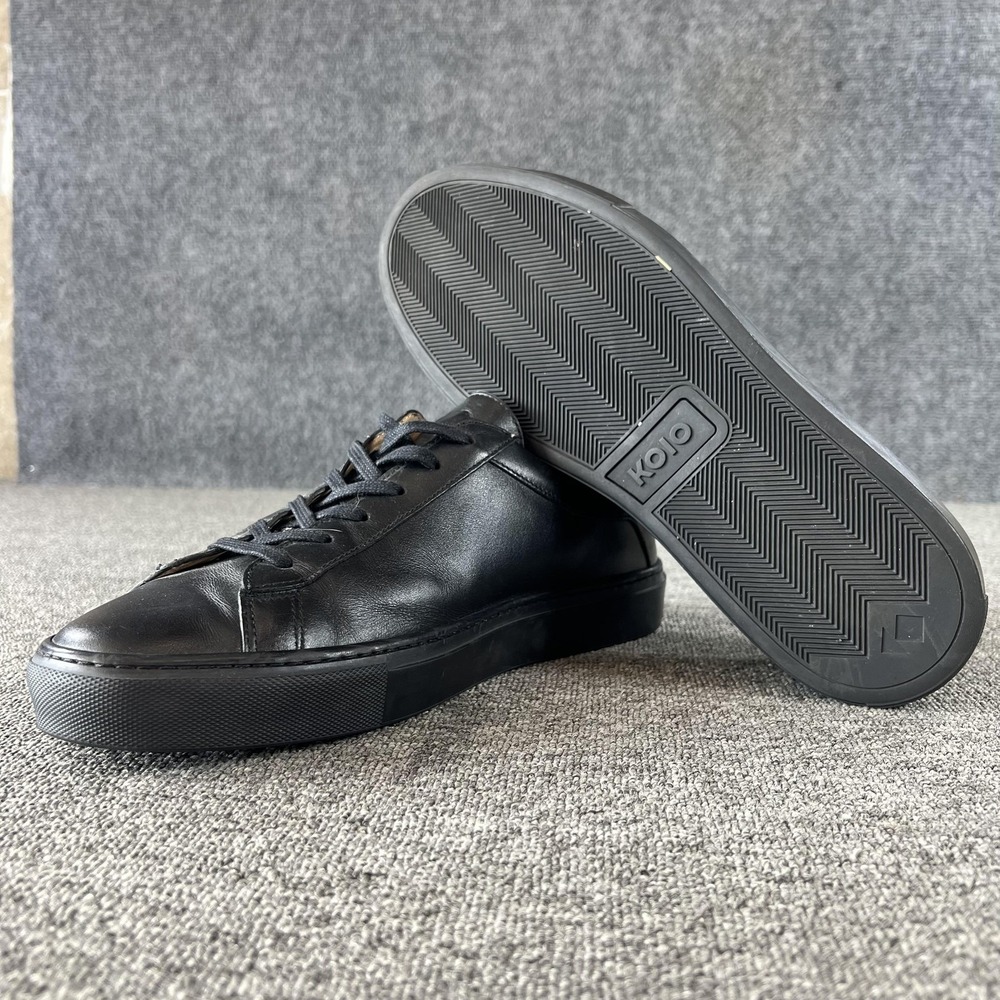 Koio Shoes Mens 8 Black Leather Low Top Casual Sneakers Lace Up Made Italy